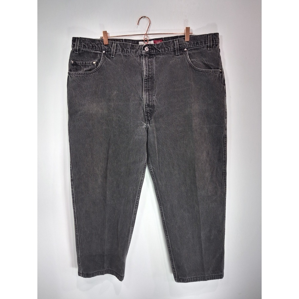 Vtg Levi Strauss Signature 545 Loose Fit Jeans Men 48x32 Faded Black Denim Baggy